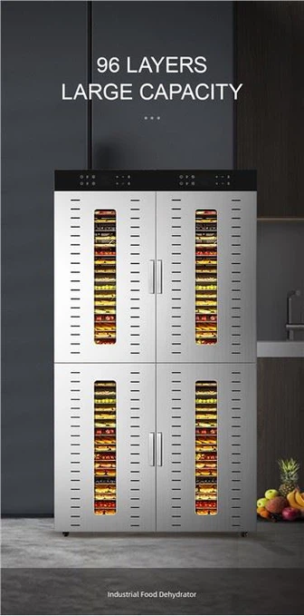 100kg 96 Dulang Elektrik Keluli Tahan Karat komersial Dehidrator Daging Lembu